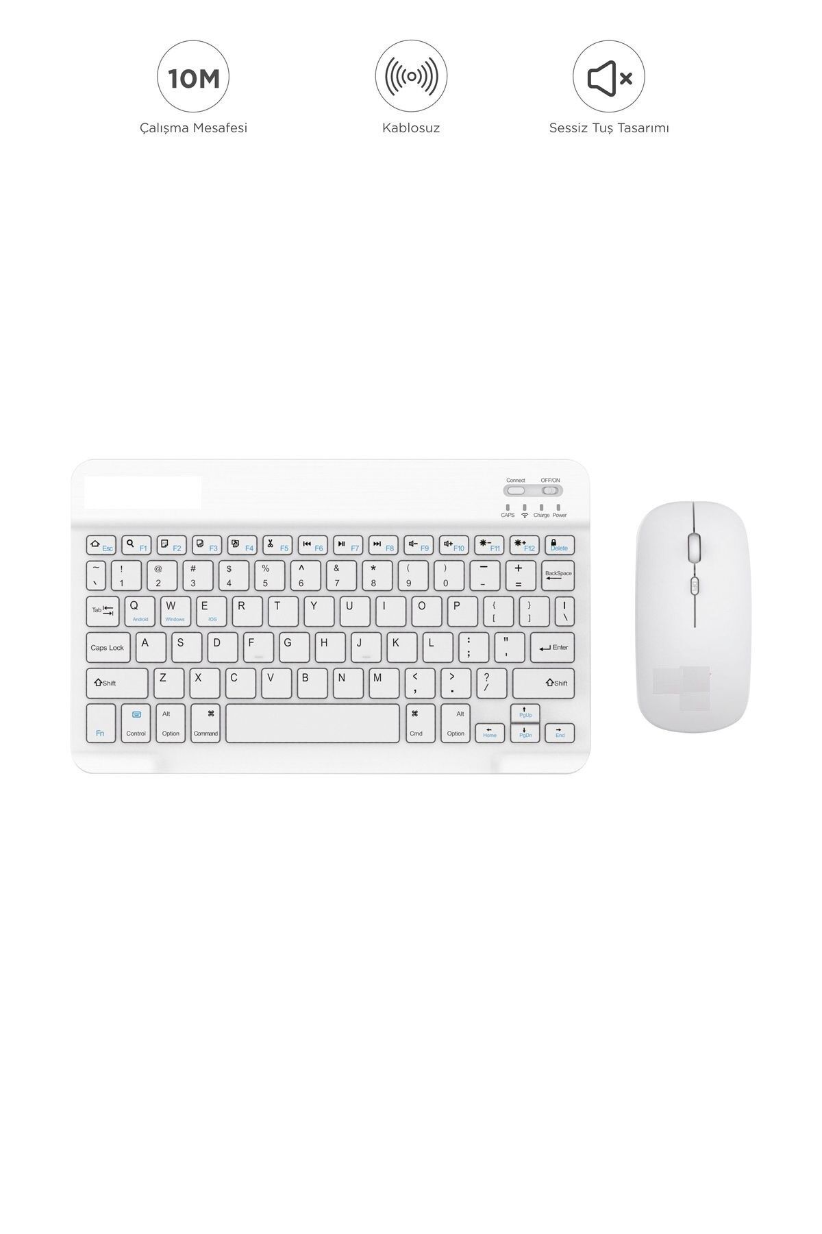 TMK-04 Bluetooht Kablosuz Klavye Mouse Seti Beyaz