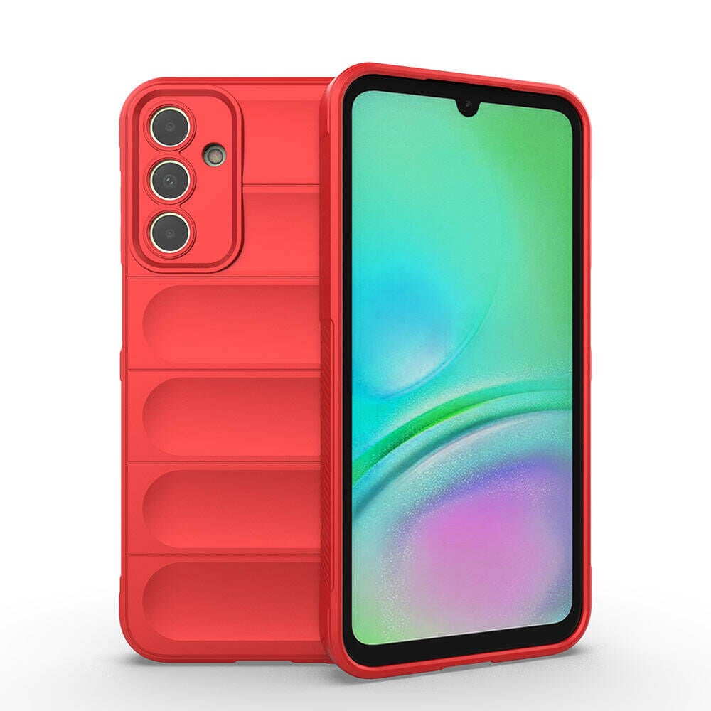 Samsung Galaxy A15 Kılıf Esnek TPU Oyuklu Arka Yüzey Tasarımlı Etnik Silikon Kapak Kırmızı