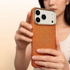 iPhone 17 Pro Max Kılıf M-Safe Şarj Özellikli Premium Paris Vax Sert PC Kapak Turuncu