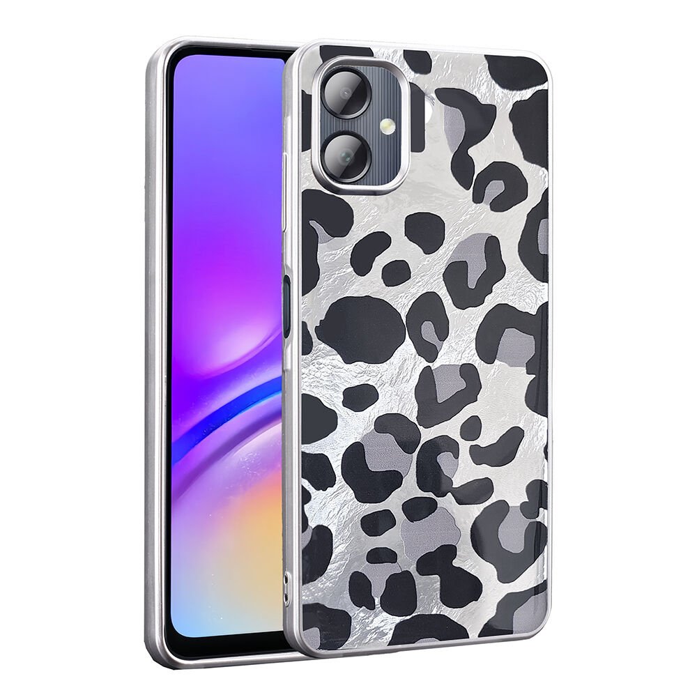 Samsung Galaxy A06 Kılıf Desenli Mep Kapak Gri Leopar