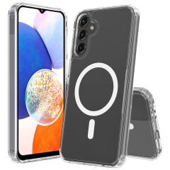 Samsung Galaxy S24 Plus Kılıf Magsafe Şarj Özellikli Şeffaf Sert PC Embos Kapak