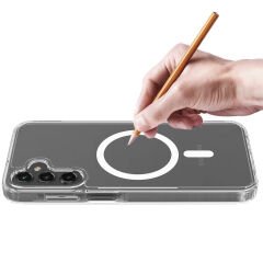 Samsung Galaxy S24 Plus Kılıf Magsafe Şarj Özellikli Şeffaf Sert PC Embos Kapak