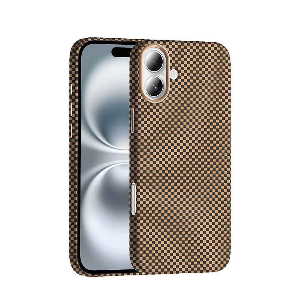 iPhone 16 Kılıf Kablosuz Şarj Özellikli Karbon Fiber Görünümlü Gros Kapak