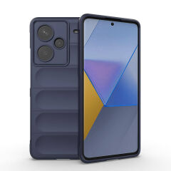 Xiaomi Redmi Note 13 Pro Plus 5G Kılıf Esnek TPU Oyuklu Arka Yüzey Tasarımlı Etnik Silikon Kapak Lacivert