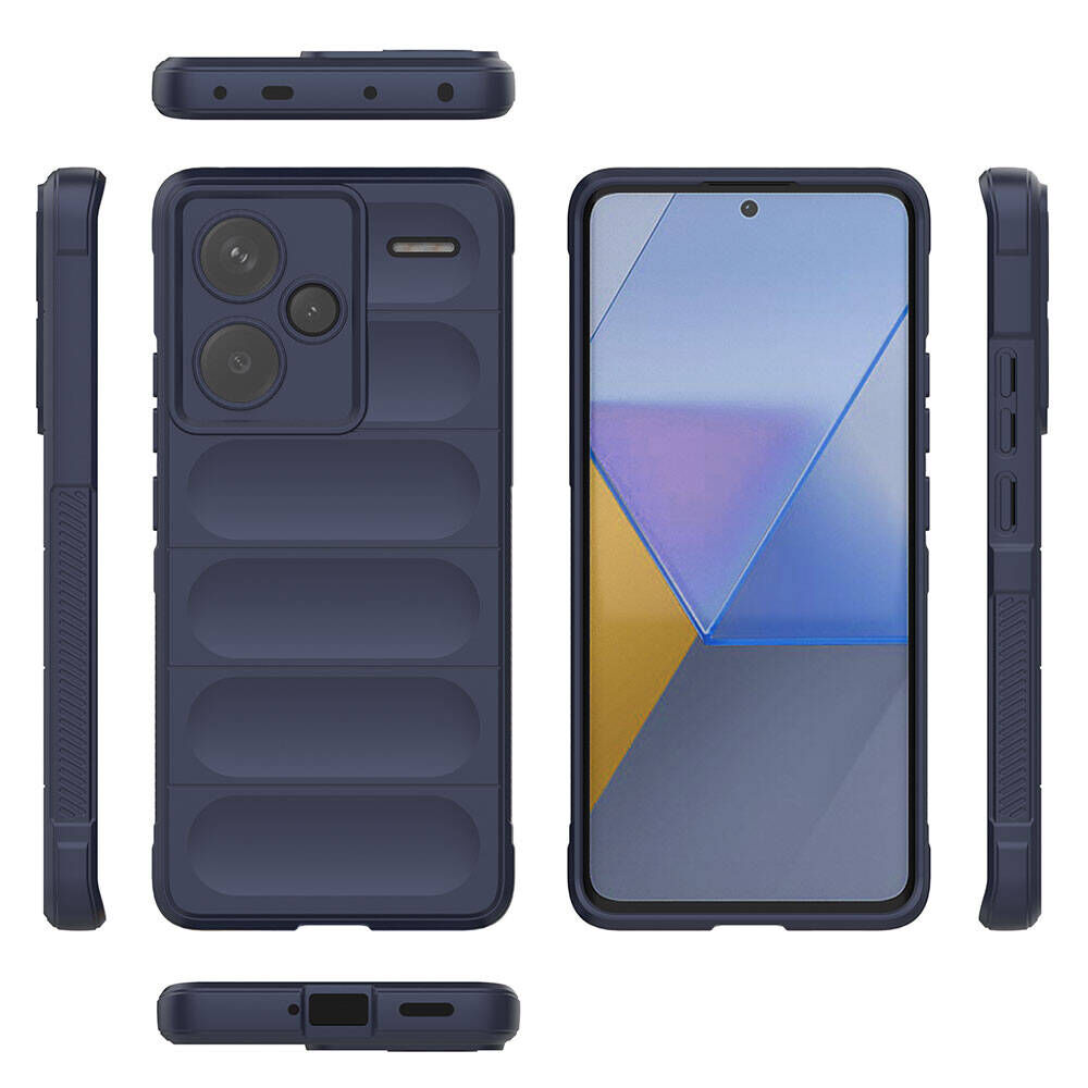 Xiaomi Redmi Note 13 Pro Plus 5G Kılıf Esnek TPU Oyuklu Arka Yüzey Tasarımlı Etnik Silikon Kapak Lacivert