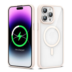 iPhone 14 Pro Max Kılıf Magsafe Wireless Şarj Özellikli Silikon Ege Kapak Kılıf Açık Mavi