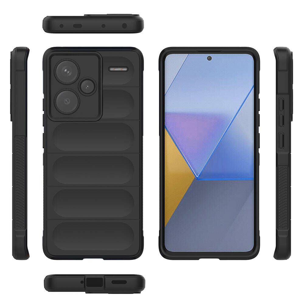 Xiaomi Redmi Note 13 Pro Plus 5G Kılıf Esnek TPU Oyuklu Arka Yüzey Tasarımlı Etnik Silikon Kapak Siyah