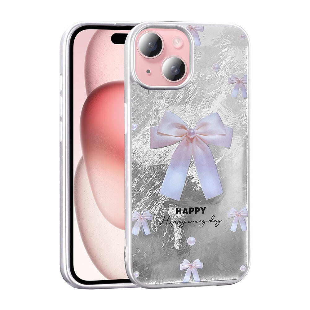 iPhone 15 Kılıf Desenli Mep Kapak İncili Fiyonk