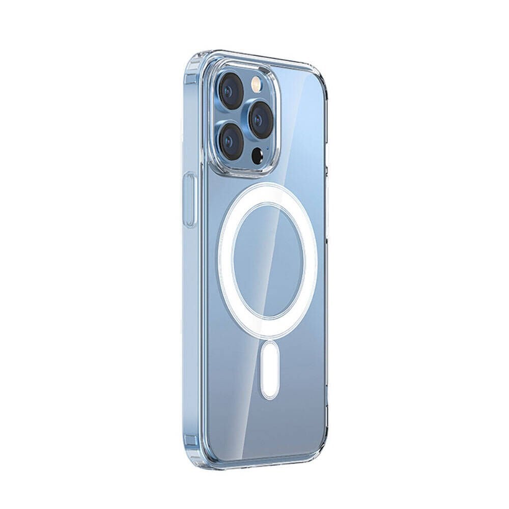 iPhone 15 Pro Max Kılıf Magsafe Şarj Özellikli Şeffaf Sert PC Embos Kapak