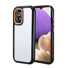Samsung Galaxy A32 4G Kılıf Kamera Korumalı Renkli Kenar ve Çerçeve Tasarımlı Vitamin Kapak Mürdüm