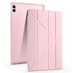 Samsung Galaxy Tab S11 Ultra Uyumlu Kılıf Tri Folding Kalem Bölmeli Standlı Kılıf Rose Gold