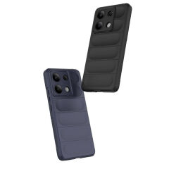 Xiaomi Redmi Note 13 4G Kılıf Esnek TPU Oyuklu Arka Yüzey Tasarımlı Etnik Silikon Kapak Siyah