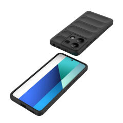 Xiaomi Redmi Note 13 4G Kılıf Esnek TPU Oyuklu Arka Yüzey Tasarımlı Etnik Silikon Kapak Lacivert