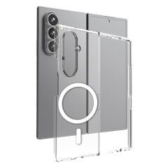 Samsung Galaxy Z Fold 7 Kılıf Kamera Korumalı Kablosuz Şarj Özellikli Sararmaz Sert PC Porto Kapak