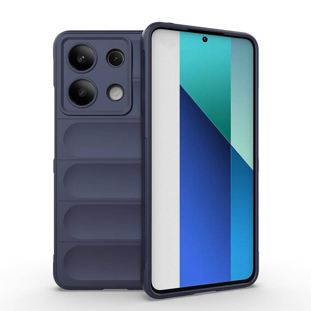 Xiaomi Redmi Note 13 4G Kılıf Esnek TPU Oyuklu Arka Yüzey Tasarımlı Etnik Silikon Kapak Lacivert