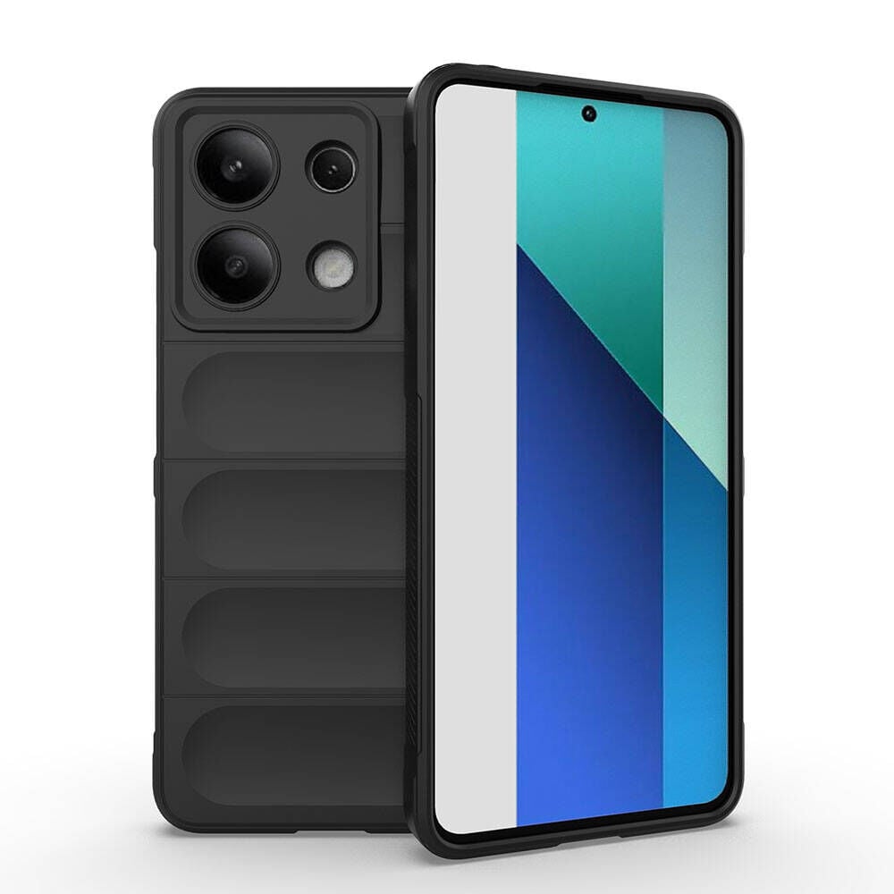 Xiaomi Redmi Note 13 4G Kılıf Esnek TPU Oyuklu Arka Yüzey Tasarımlı Etnik Silikon Kapak Siyah