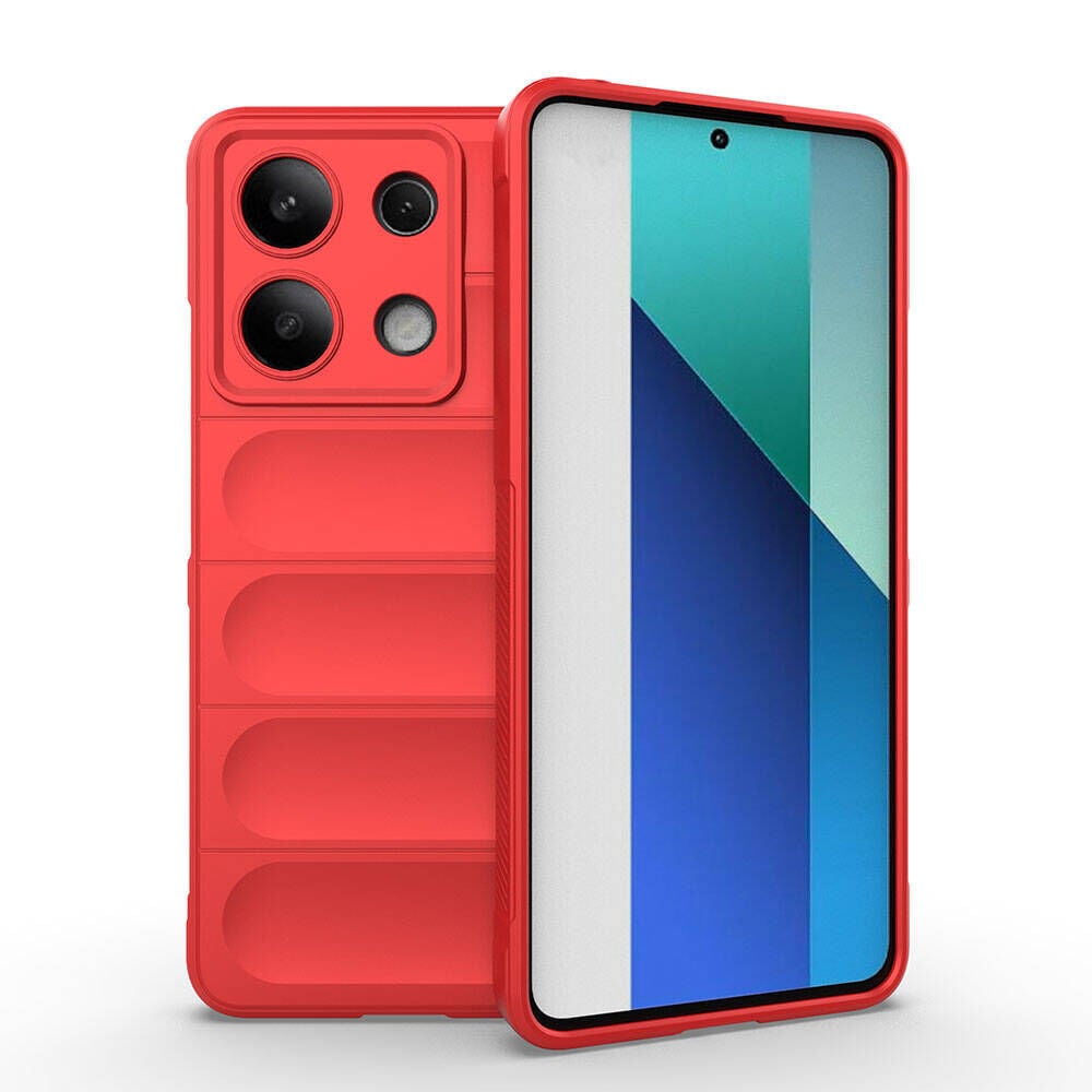 Xiaomi Redmi Note 13 4G Kılıf Esnek TPU Oyuklu Arka Yüzey Tasarımlı Etnik Silikon Kapak Kırmızı