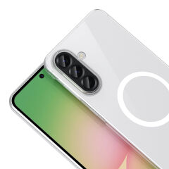 Samsung Galaxy A36 Uyumlu Kamera Korumalı MagSafe Şarj Özellikli Şeffaf Sararmaz London Sert Plastik Kapak