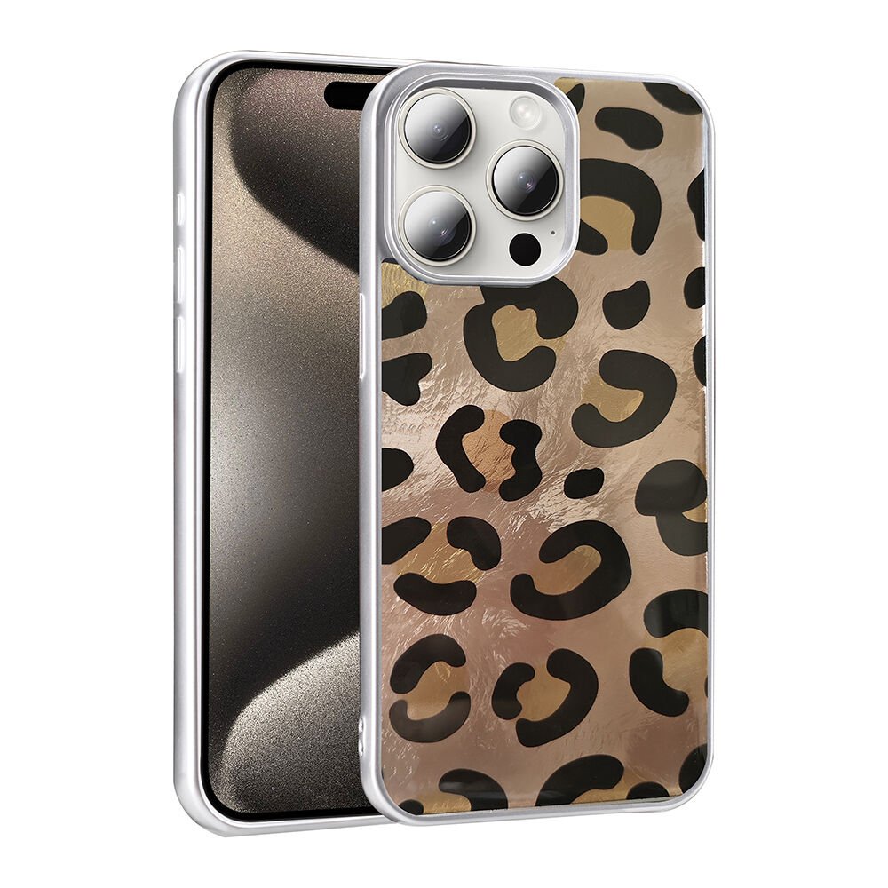 iPhone 14 Pro Max Kılıf Desenli Mep Kapak Gold Leopar