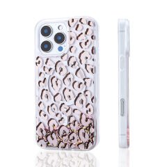 iPhone 15 Pro Max Kılıf Sıvılı Simli Baskılı Şeffaf Arka Yüzey Mossa Silikon Kapak