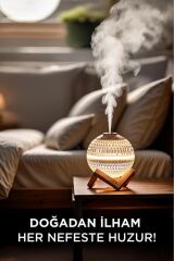 Hava Nemlendiricisi Rgb Işıklı Ahşap Standlı Kristal Görünümlü Top H10