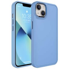 iPhone 14 Plus Kılıf Metal Çerçeve ve Buton Tasarımlı Sert Botox Kapak