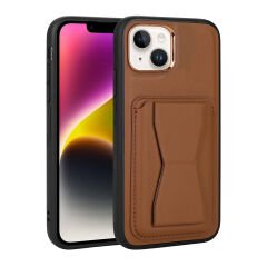 iPhone 14 Plus Kılıf Kartlıklı Standlı ​Pu Deri Memo Kapak