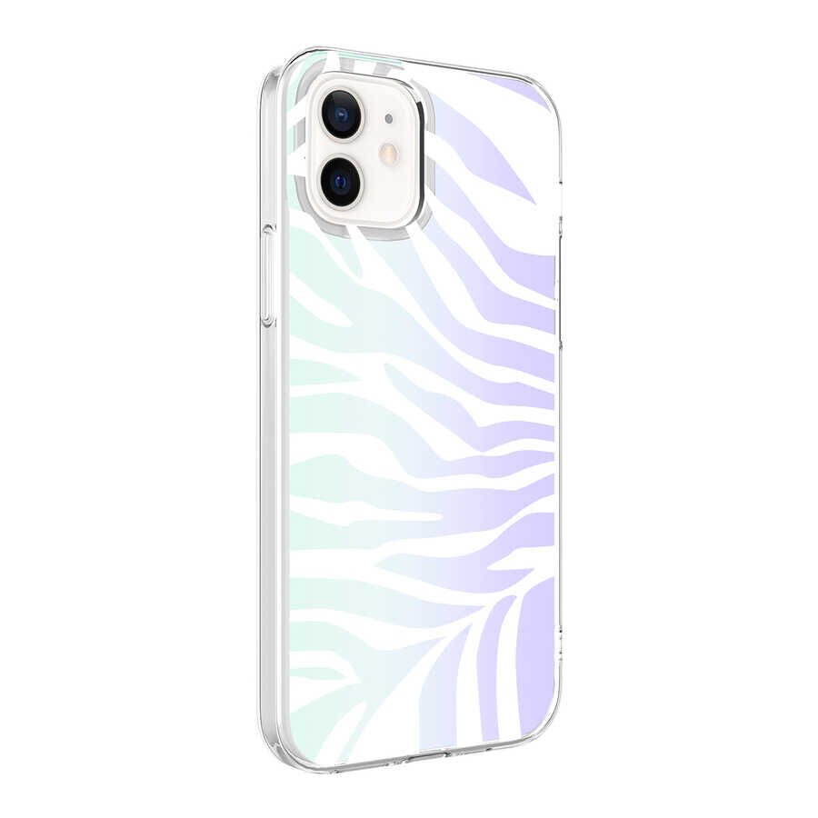 iPhone 12 Kılıf M-Blue Desenli Kapak Zebra No1