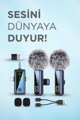 H68 Type-C + Lightning + Aux 2li 3in1 Kablosuz Yaka Mikrofonu