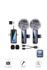 H68 Type-C + Lightning + Aux 2li 3in1 Kablosuz Yaka Mikrofonu