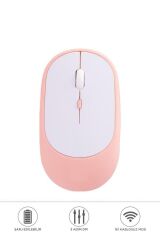 Mouse Usb Ve Bluetooth Bağlanti Çift Modlu Şarjli Sessiz Kablosuz Fare TM16 Pembe