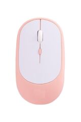 Mouse Usb Ve Bluetooth Bağlanti Çift Modlu Şarjli Sessiz Kablosuz Fare TM16 Pembe