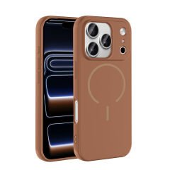 iPhone 17 Pro Kılıf Meta Lansman Magsafe Kamera Korumalı içi Kadife Yumuşak Renkli Süet Silikon