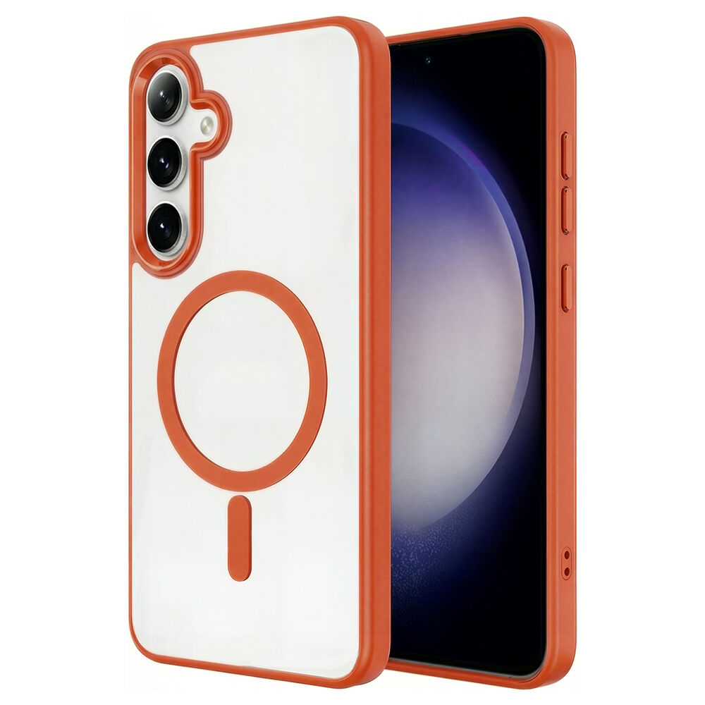 Samsung Galaxy S26 MagSafe Uyumlu Darbe Emici Şeffaf Sert Silikon Koruyucu Krom Kılıf
