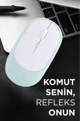 Mouse Usb Ve Bluetooth Bağlanti Çift Modlu Şarjli Sessiz Kablosuz Fare TM16 Mavi