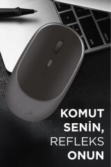 Mouse Usb Ve Bluetooth Bağlanti Çift Modlu Şarjli Sessiz Kablosuz Fare TM16 Gri