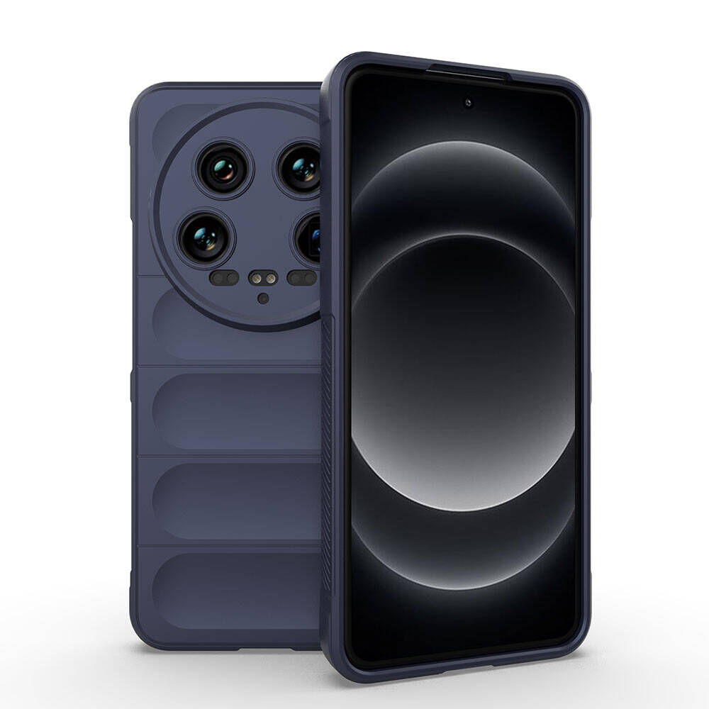 Xiaomi Mi 14 Ultra Kılıf Esnek TPU Oyuklu Arka Yüzey Tasarımlı Etnik Silikon Kapak Lacivert