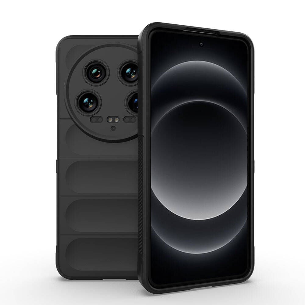 Xiaomi Mi 14 Ultra Kılıf Esnek TPU Oyuklu Arka Yüzey Tasarımlı Etnik Silikon Kapak Siyah