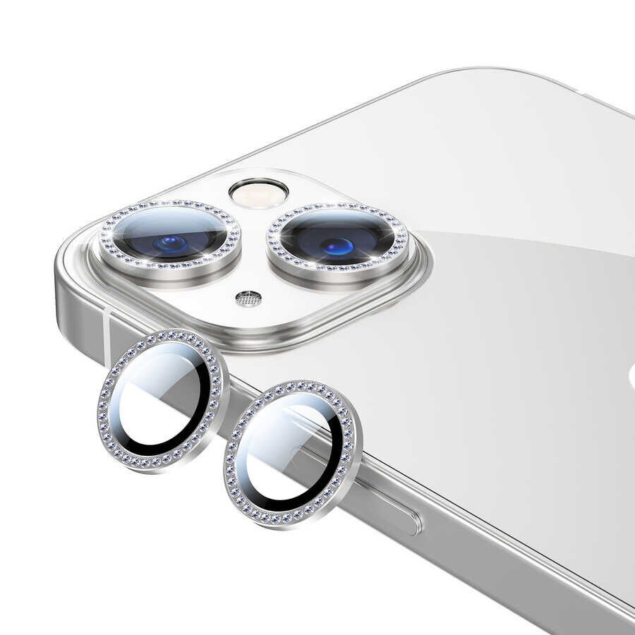 iPhone 13 Mini CL-06 Kamera Lens Koruyucu Gümüş