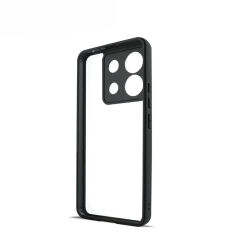 Xiaomi Redmi Note 13 Pro 5G Kılıf Kamera Korumalı Şeffaf Arka Yüzey New Roll Kapak Siyah