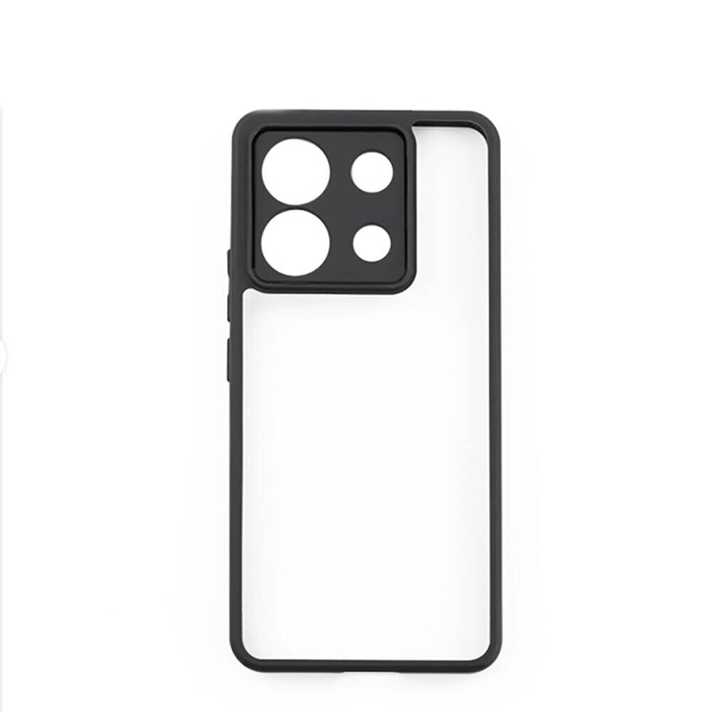 Xiaomi Redmi Note 13 Pro 5G Kılıf Kamera Korumalı Şeffaf Arka Yüzey New Roll Kapak Siyah