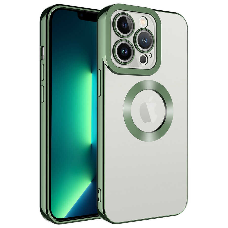 iPhone 11 Pro Max Kılıf Kamera Korumalı Logo Gösteren Omega Kapak Yeşil