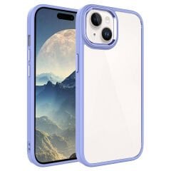 iPhone 15 Kılıf Krom Renkli Silikon Kenarlı Kapak Kılıf Lila
