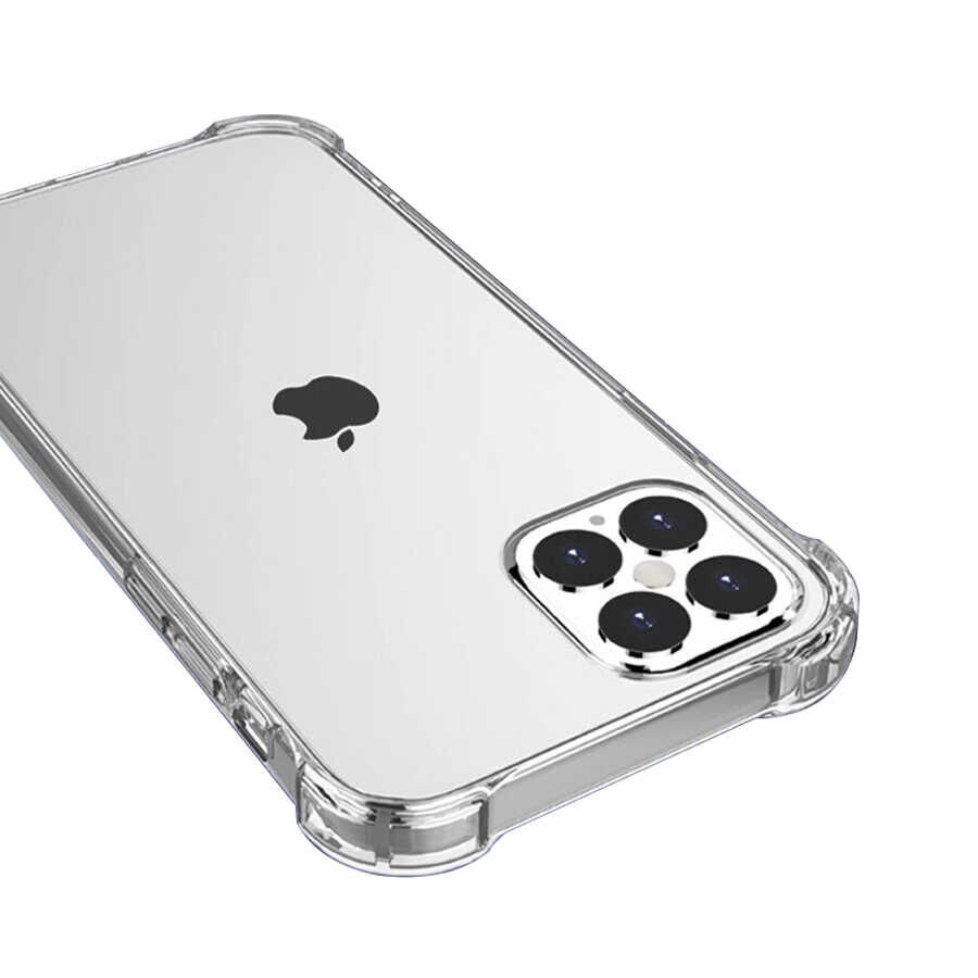 iPhone 12 Pro Kılıf Nitro Anti Shock Darbe Emici Köşe Korumalı Şeffaf Silikon Kapak Renksiz
