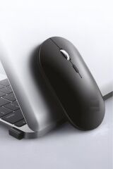 Mouse Çift Modlu Bluetooth + Usb Şarjli Sessiz Kablosuz Fare TM19 Siyah