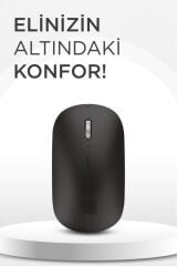 Mouse Çift Modlu Bluetooth + Usb Şarjli Sessiz Kablosuz Fare TM19 Siyah