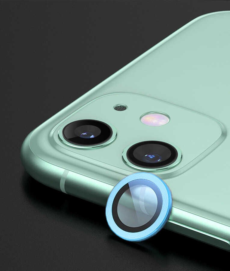 iPhone 12 CL-07 Kamera Lens Koruyucu Mavi