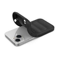 iPhone 14 Kılıf Esnek TPU Oyuklu Arka Yüzey Tasarımlı Etnik Silikon Kapak Koyu Yeşil