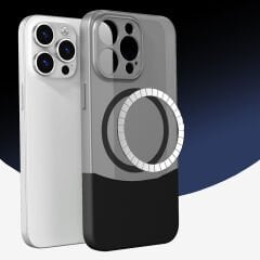 iPhone 15 Pro Kablosuz Şarj Destekli Kılıf Mıknatıslı Duble Kapak