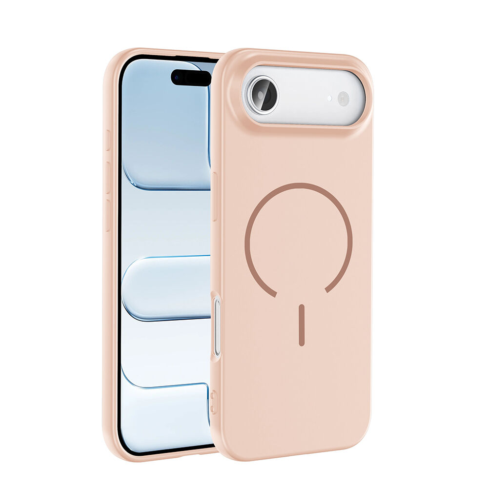iPhone 17 Air Kılıf Meta Lansman Magsafe Kamera Korumalı içi Kadife Yumuşak Renkli Süet Silikon Rose Pembe